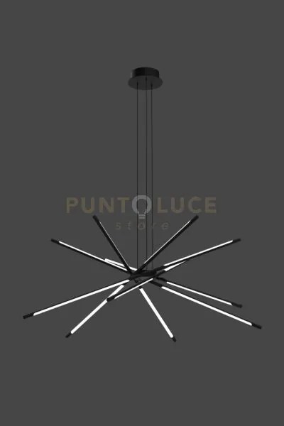 Tubular  lampadario tubolare 12lt nero matto, led 60w,4800lm,3000k,...