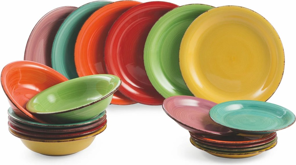 Servizio Piatti 18 Pezzi in Hard Dolomite Multicolor VdE Tivoli 1996 Baita...