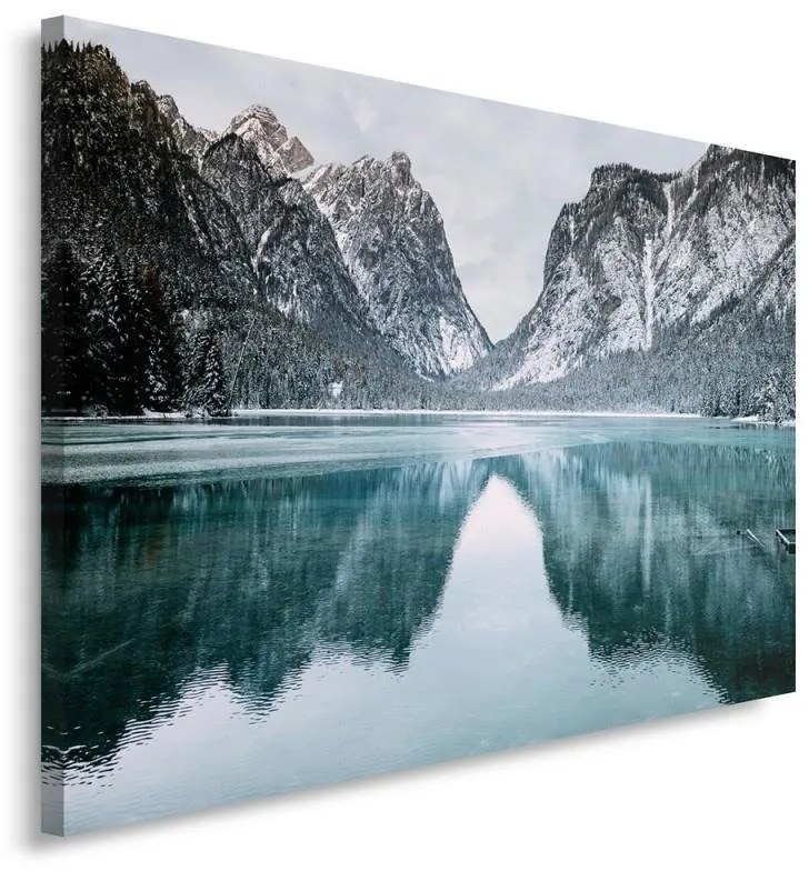 Quadro su tela, Montagne Lago Paesaggio  Dimensioni 60x40