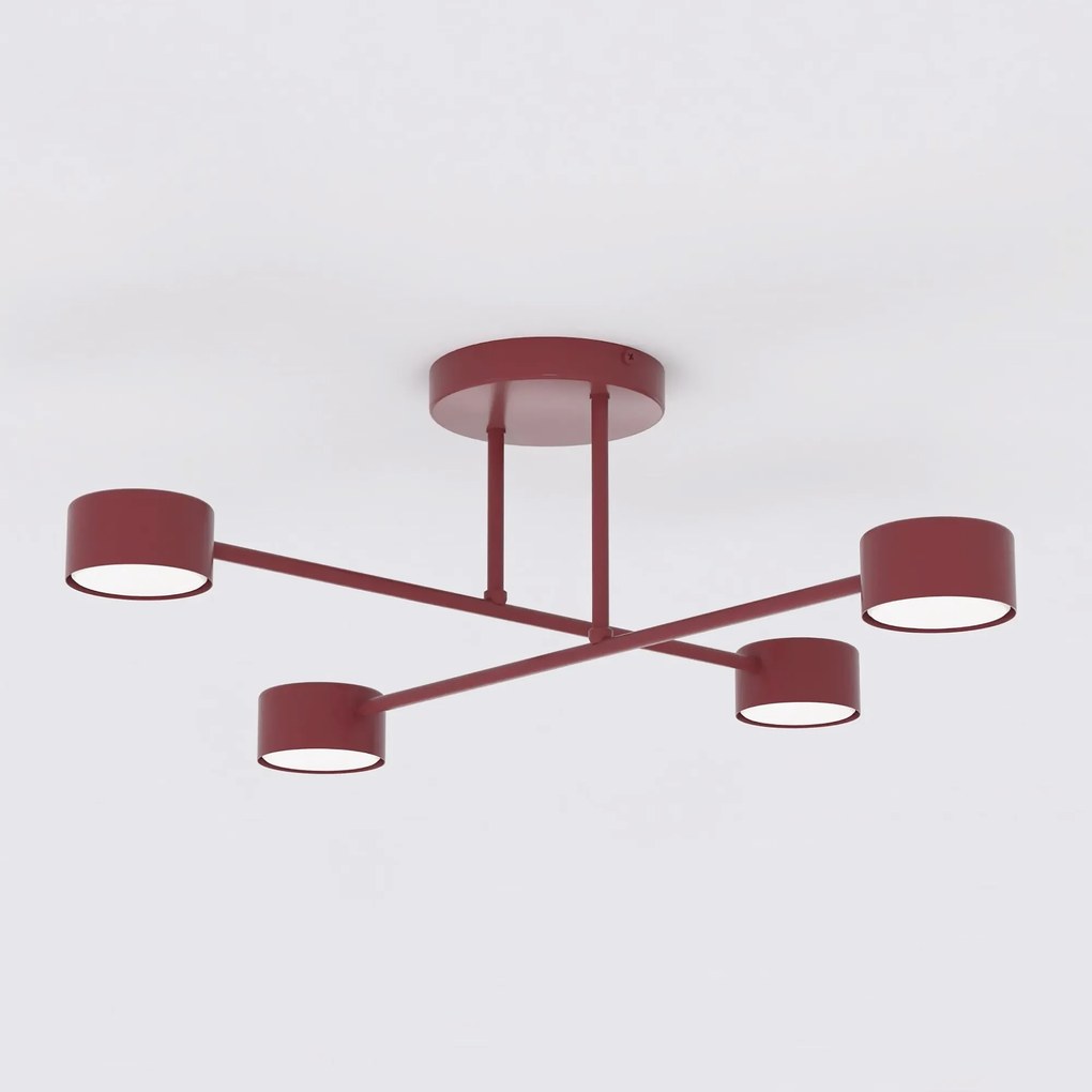 Plafoniera da soffitto HALO 4 in acciaio 4xGX53 - Mokka o Burgundy