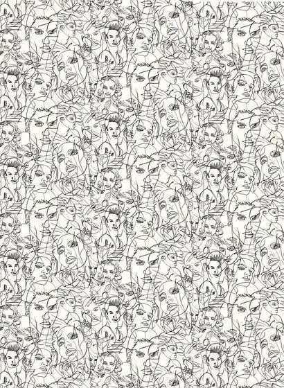 Jean Paul Gaultier Carta da parati Croquis - Ecru/ Noir