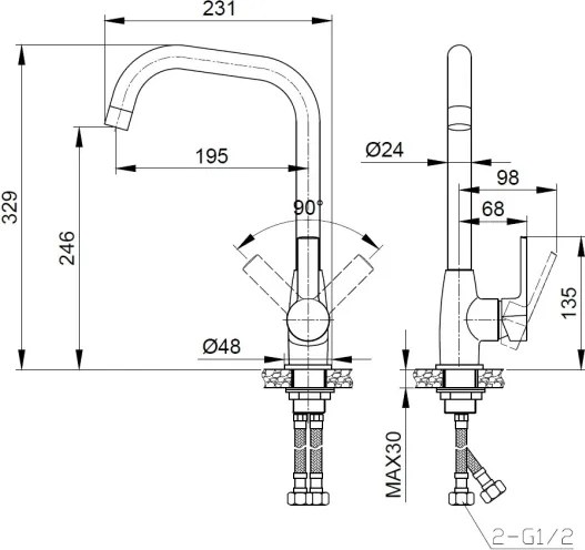 Miscelatore Lavello Cucina Cromato Canna Alta Tati Karag