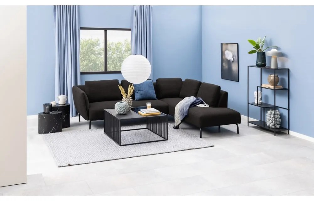 Tavolino nero con piano in vetro 80x80 cm Strington - Actona