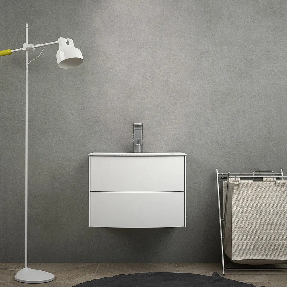 Mobile bagno Rio 60 sospeso Bianco opaco design curvo senza specchio