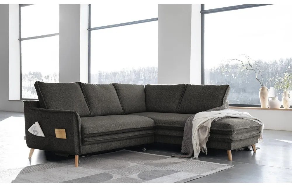 Divano letto angolare grigio scuro (angolo destro) Charming Charlie - Miuform