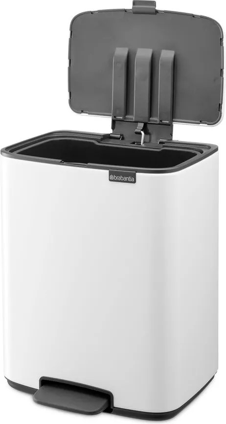 Cestino per la spazzatura bianco in acciaio con pedale 12 l Bo – Brabantia