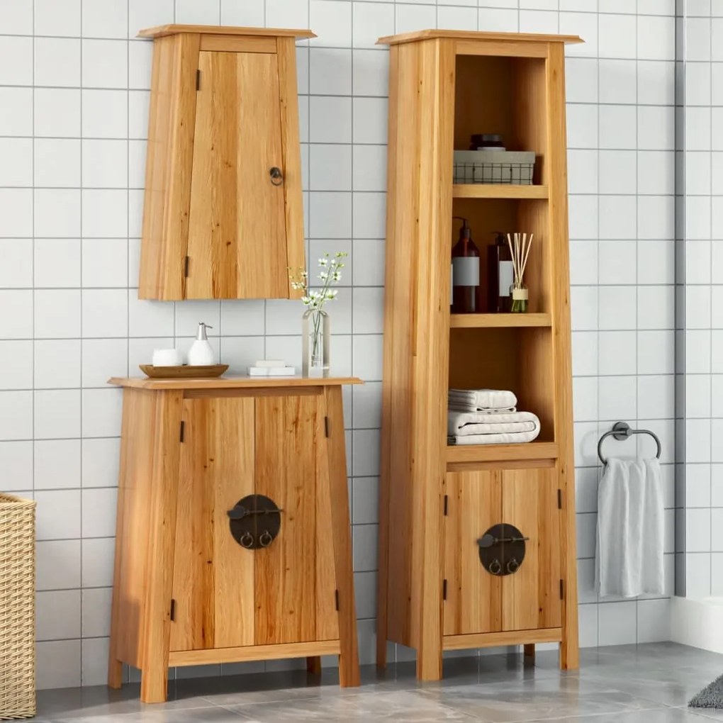 Set mobili da bagno 3 pz in legno massello di pino