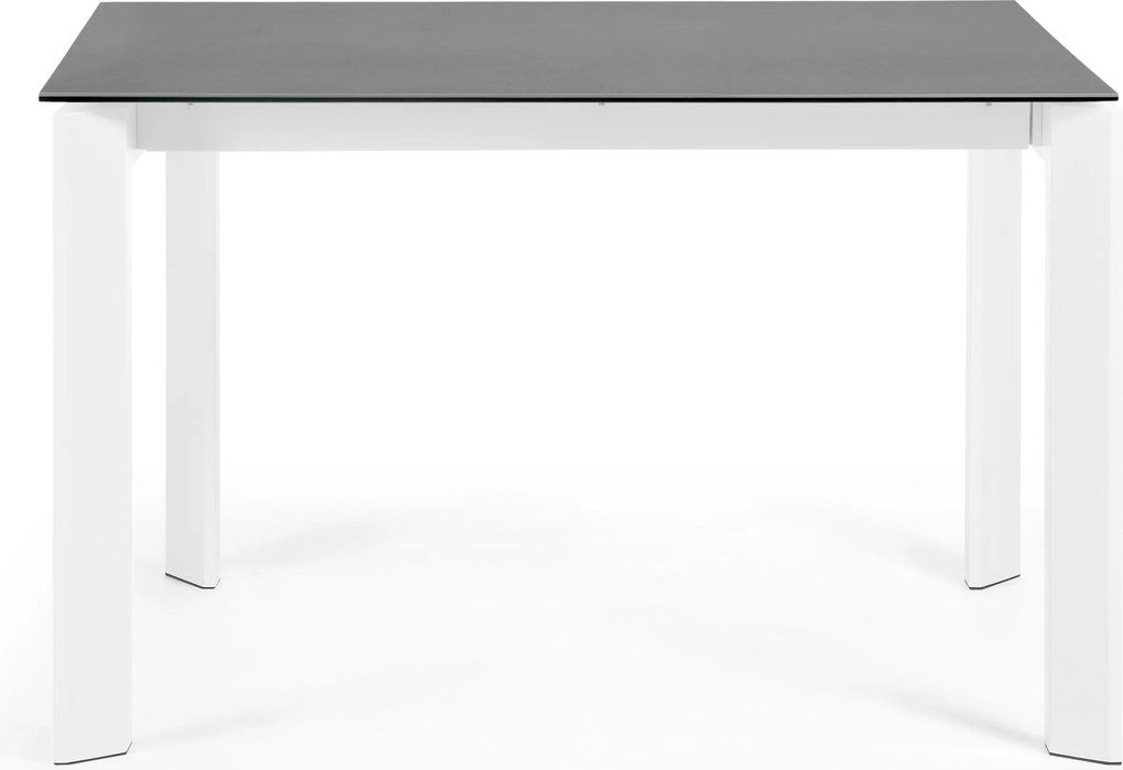 Kave Home - Tavolo allungabile Axis porcellanato Vulcano Roca gambe grigie acciaio bianche 120 (180)cm