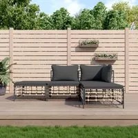 Set Divani da Giardino 4 pz con Cuscini Antracite in Polyrattan 3186727