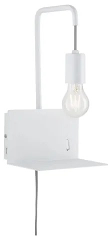 Paulmann 79812 - 1xE27/40W Lampada da parete con mensola e porta USB CALVANI 230V bianca