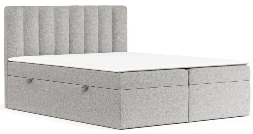 Letto boxspring grigio chiaro con contenitore 140x200 cm Novento - Maison de Rêve