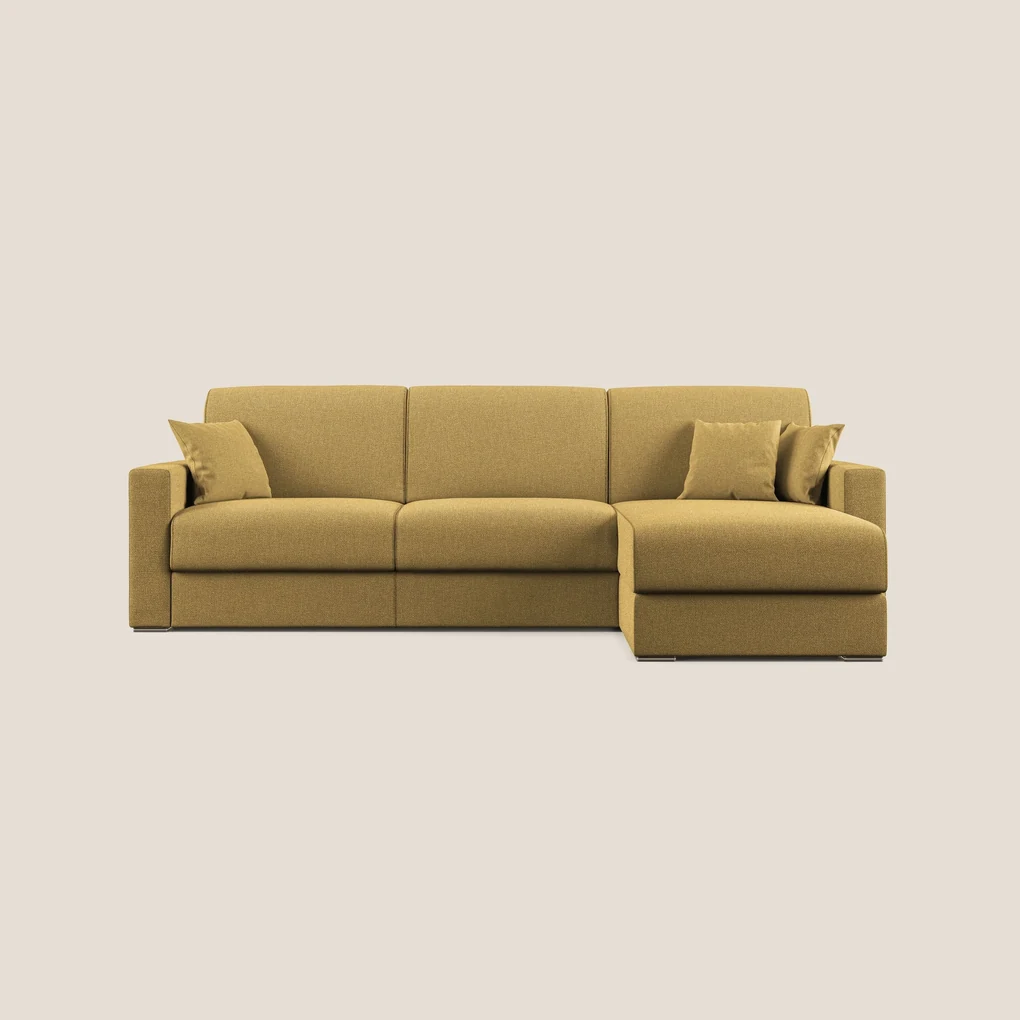 Best Divano letto angolare con penisola in tessuto smacchiabile QuickClean T08 giallo 298 cm Sinistro (mat. 160x197)