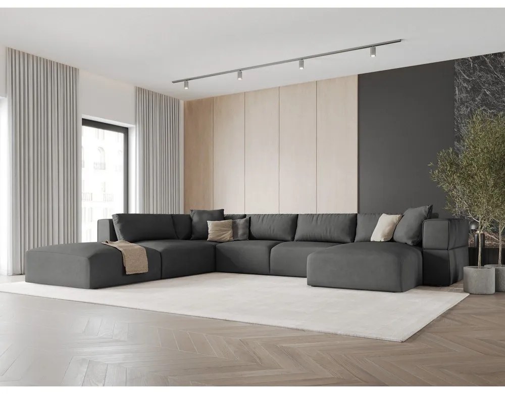 Divano a U angolare grigio scuro, angolo sinistro Esther - Milo Casa