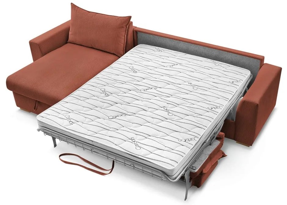 Divano angolare color mattone allungabile (con composizione variabile) con rivestimento in velluto a coste Augustin – Bobochic Paris