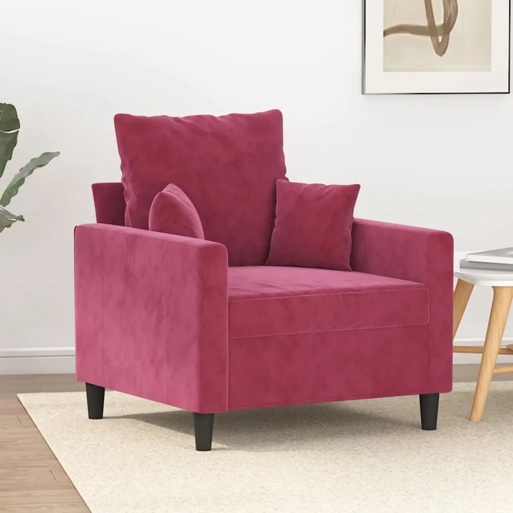 Poltrona Rosso Vino 60 Cm Velluto /