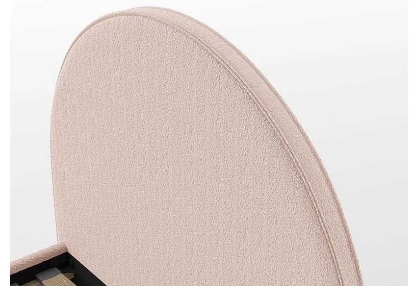 Letto singolo imbottito rosa con contenitore con rete inclusa 90x200 cm Moon – Vipack