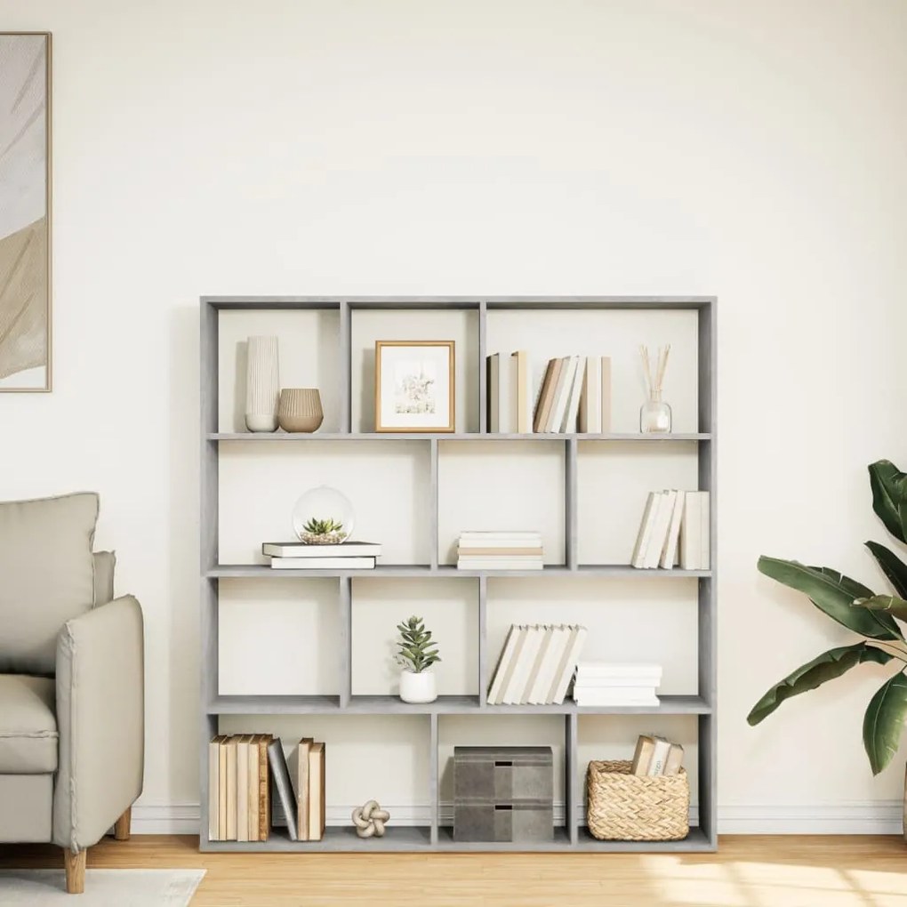 Libreria grigio cemento 132x29x141,5 cm in legno multistrato