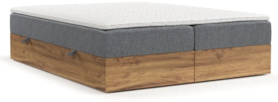 Letto boxspring con contenitore in grigio-naturale 160x200 cm Faro - Maison de Rêve