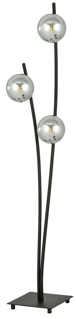 Piantana Contemporaneo Oceano Acciaio Nero Grigio 3 Luci E14 Ip20