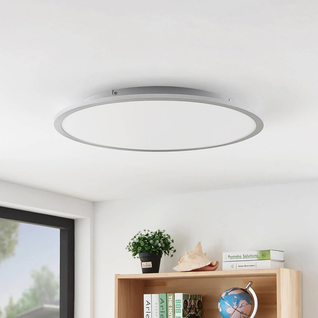 Plafoniera a LED Narima Lindby, Alluminio / Grigio / Zincato, Cucina, Plastica, Moderno, Plafoniera LED