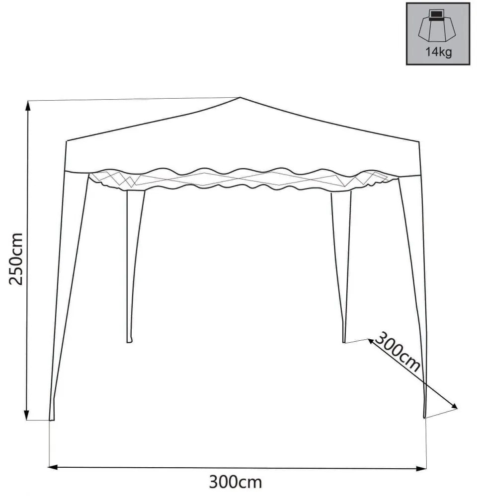 Gazebo pieghevole in metallo 3x3 verde con sacca