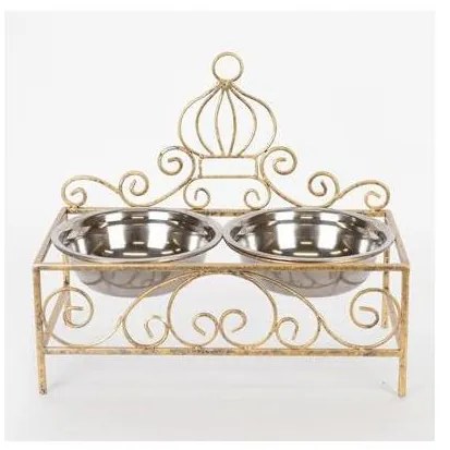 Supporto con due ciotole in acciaio inox