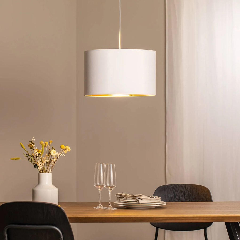 Luminex Lampada a sospensione Soho cilindrica a 1 luce Ø 40 cm bianco/oro