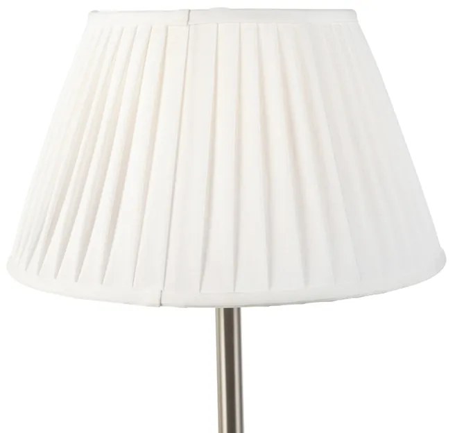 Lampada da tavolo classica in acciaio con paralume plissettato bianco 35 cm - Simplo