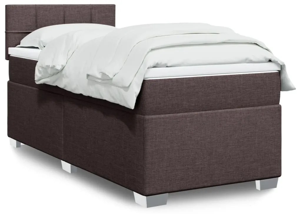 Giroletto A Molle Con Materasso Marrone Scuro 90x200 Cm Tessuto /