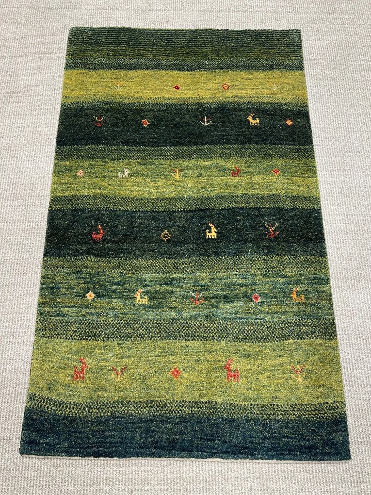 Gabbeh Tappeto persiano 80x130 Verde (Iran) Annodato A Mano