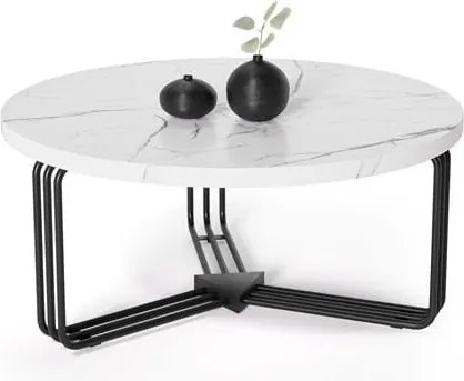Tavolino da caffè Antica effetto marmo bianco - H36 cm