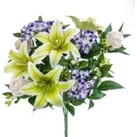 Set 2 Bouquet Artificiale Lilium/achillea 50 cm Beige