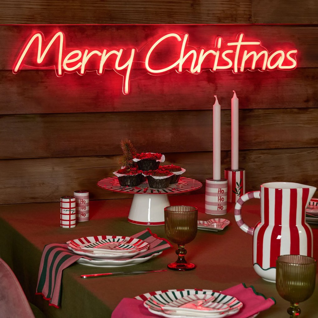 Lampada da parete a neon rossa natalizia - Merry Christmas