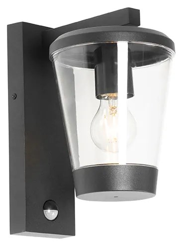 Lampada da parete per esterni nera IP44 con sensore di movimento - Joren