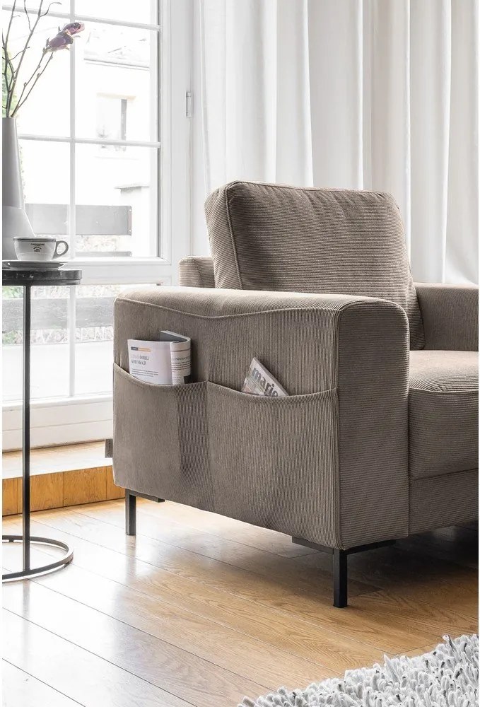 Poltrona in velluto a coste marrone Lofty Lilly - Miuform