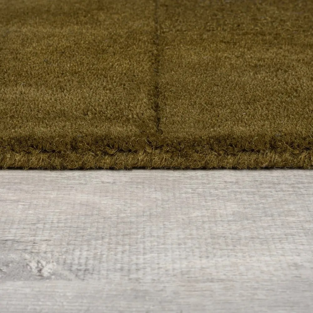 Passatoia in lana kaki tessuta a mano 60x230 cm Checkerboard - Flair Rugs