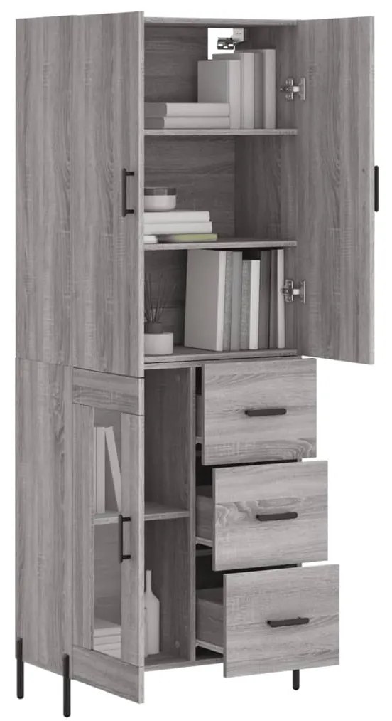 Credenza grigio sonoma 69,5x34x180 cm in legno multistrato