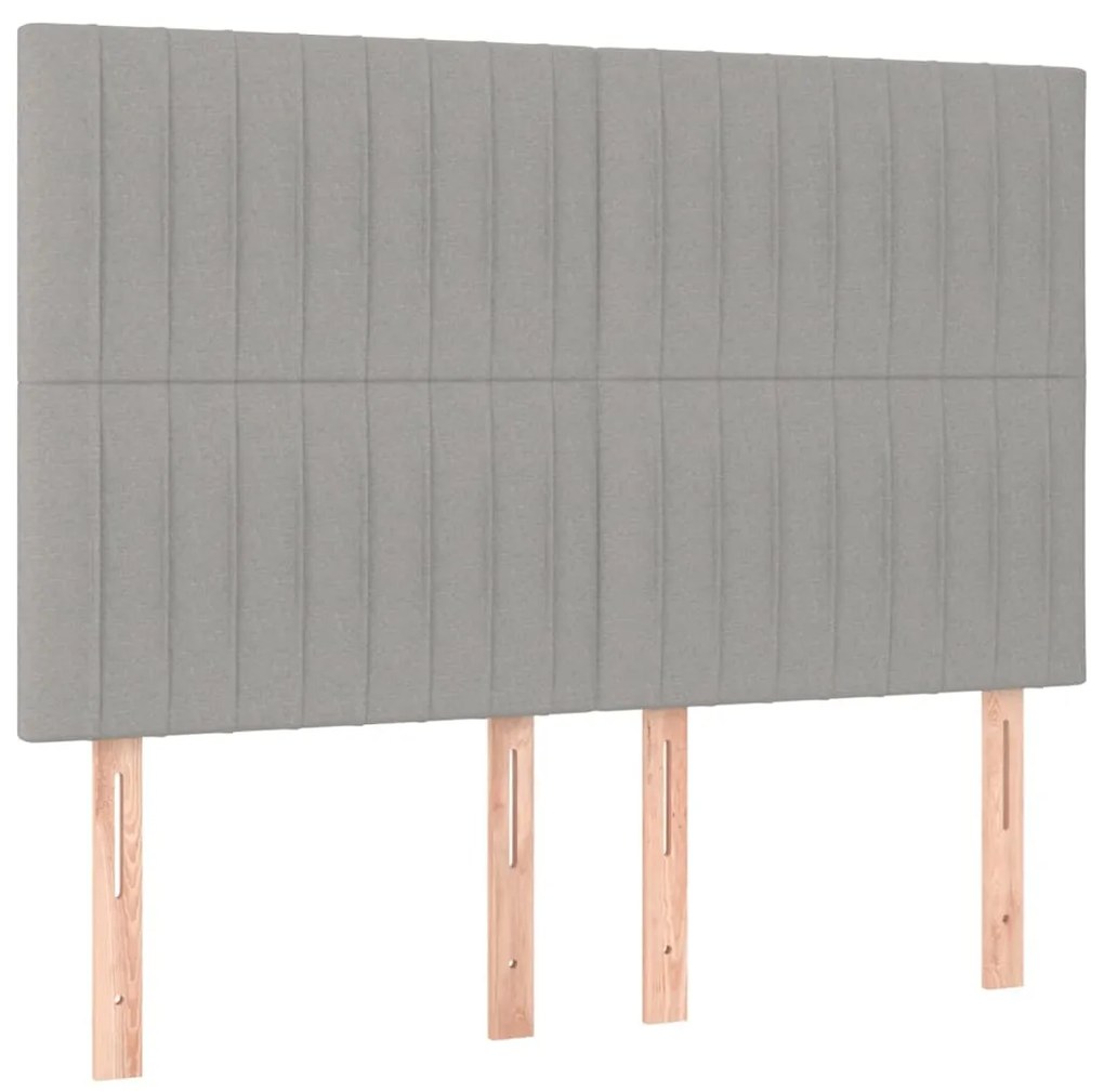 Testiera a led grigio chiaro 144x5x118/128 cm in tessuto