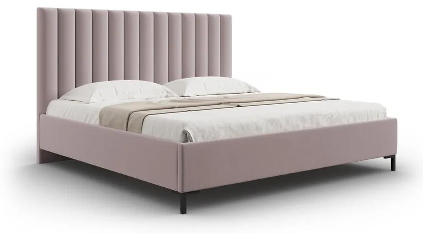 Letto matrimoniale imbottito rosa chiaro con contenitore con griglia 180x200 cm Casey - Mazzini Beds