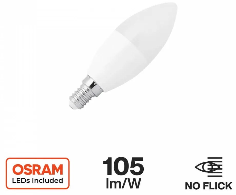 Lampada LED E14 9W, C37, 105lm/W Colore Bianco Freddo 6.000K