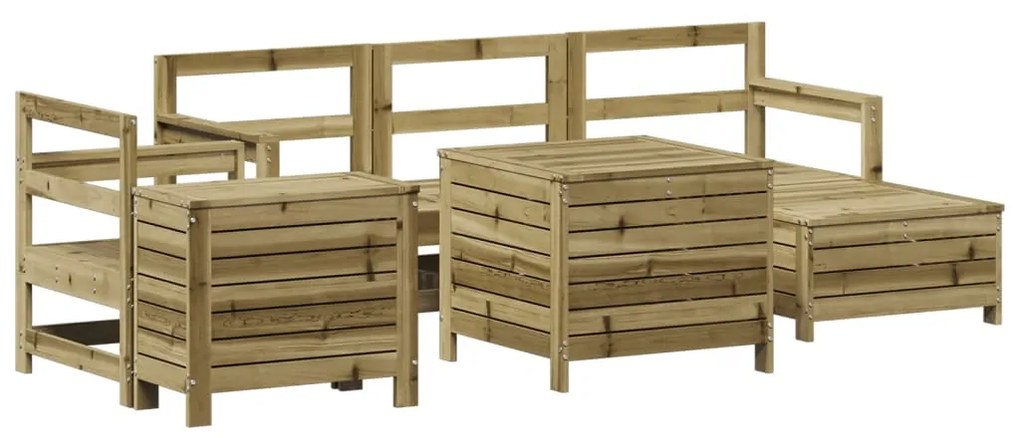 Set divani da giardino 7 pz in legno impregnato di pino