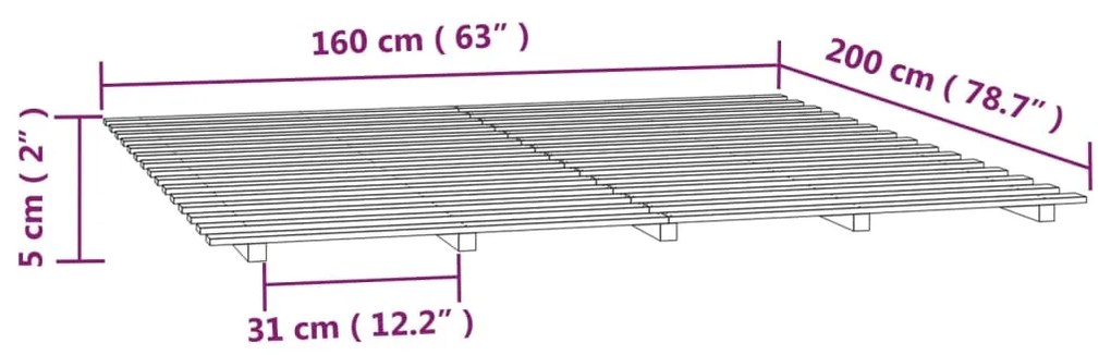 Giroletto 160x200 cm in Legno Massello di Pino