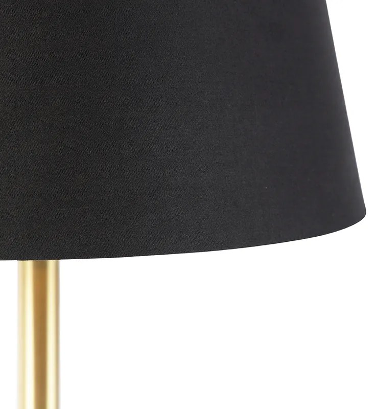 Lampada da tavolo classica in ottone con paralume nero 32 cm - Simplo