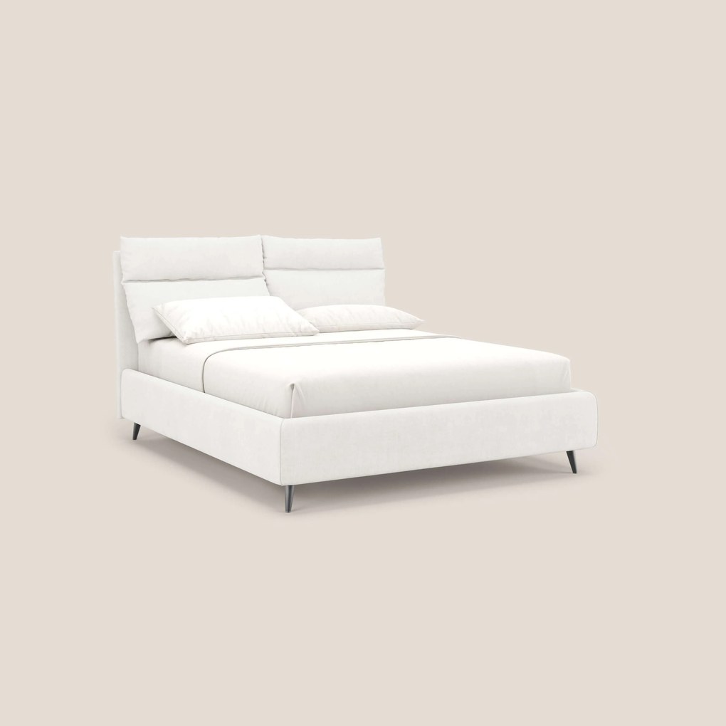 Jerry letto imbottito contenitore e cuscini reclinabili in tessuto smacchiabile T17 bianco