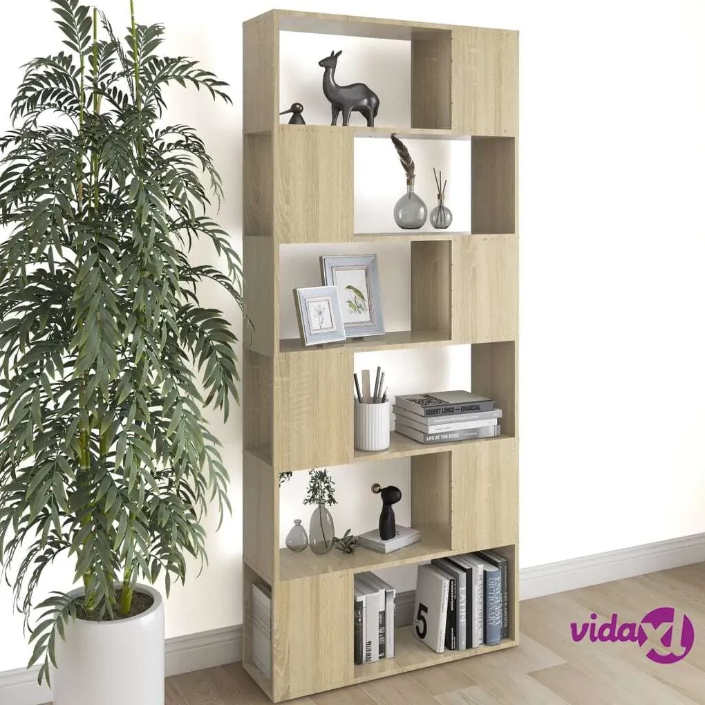 Libreria A Parete Salvaspazio 145x25x145H Bianco E Rovere Hodbi