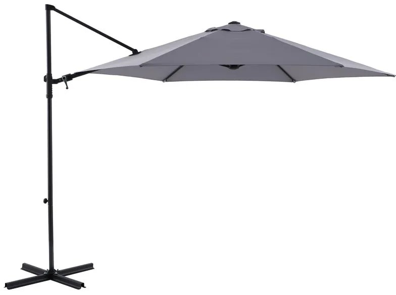 Ombrellone a palo laterale antracite con telo tondo antracite L 290 x P 290 x H 235 cm