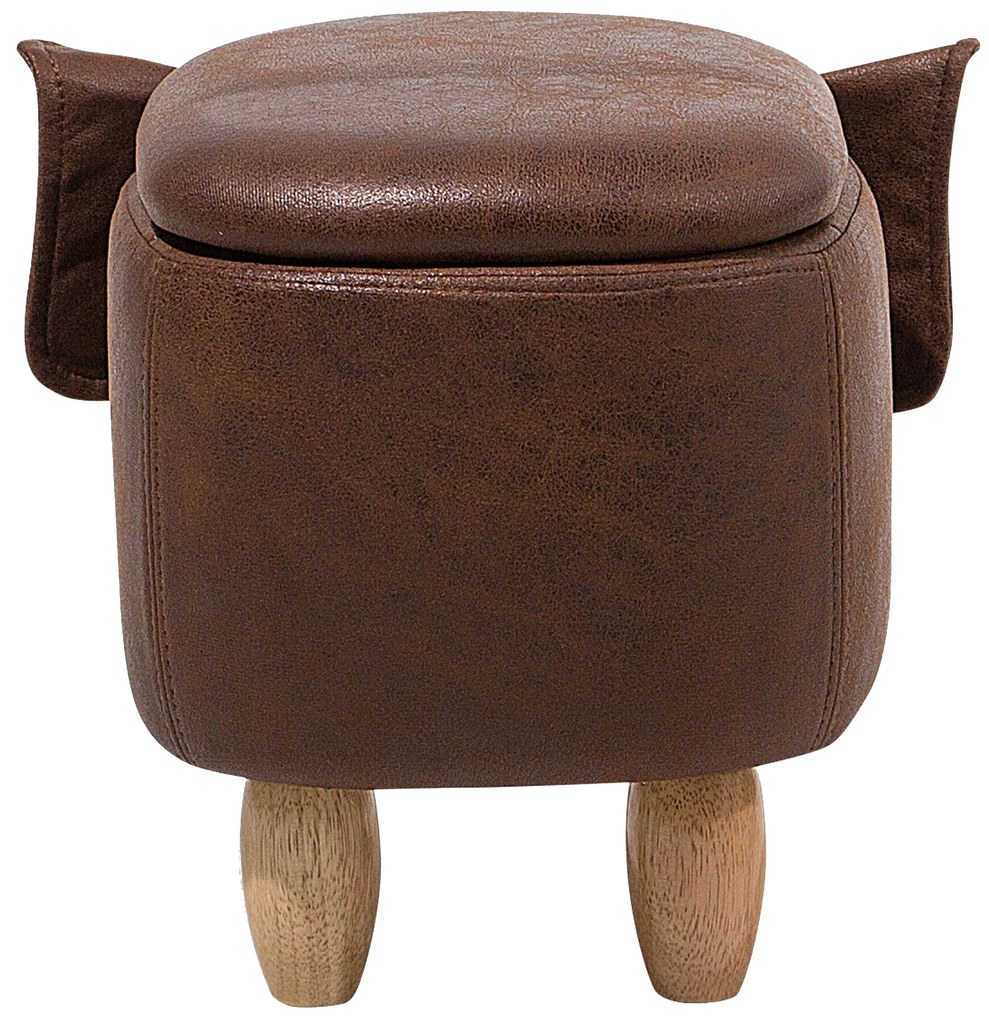 Pouf in tessuto similpelle marrone scuro ELEPHANT Beliani