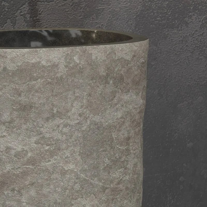 Lavabo da terra in pietra naturale grigia altezza 90 cm | - KAMALU