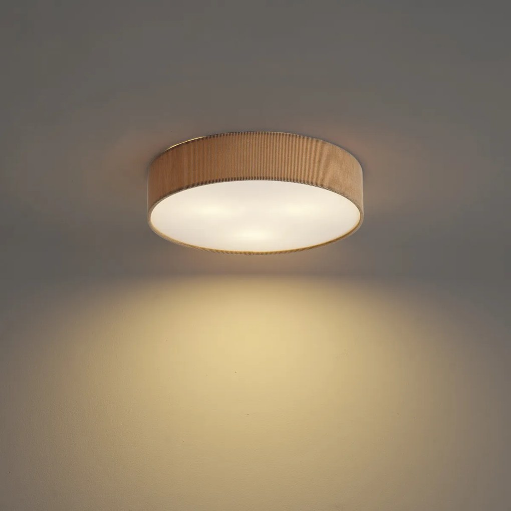 Plafoniera moderna color tortora con paralume in velluto 46cm 3 luci - Luz