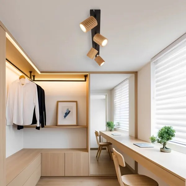 Brilagi - Faretto MODERN WOOD 4xGU10/8W/230V legno/nero